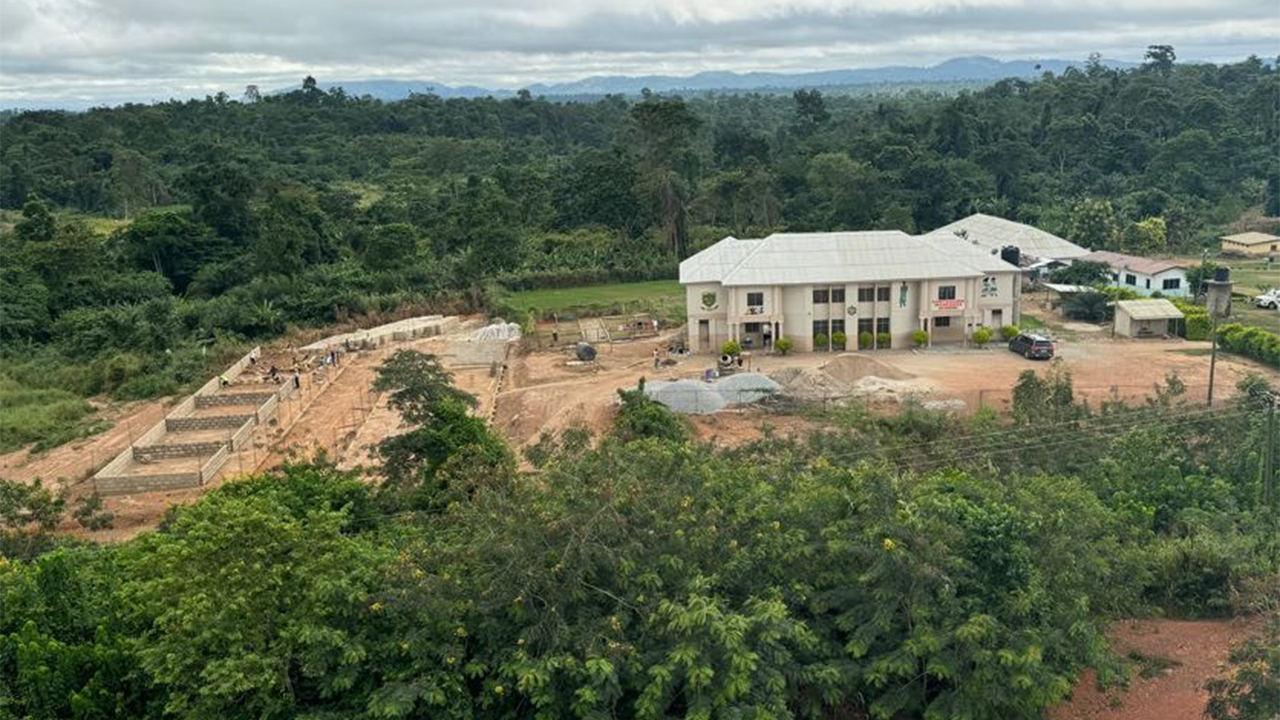 The jobsite in Adumasa with one of the junior high school buildings on the left.