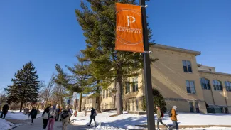 Students walking on campus.