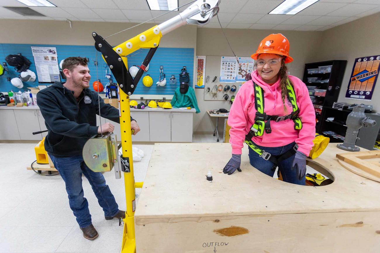 instructor explaining harness