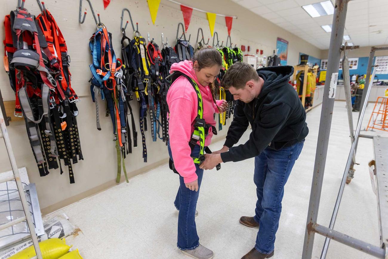 instructor explaining harness