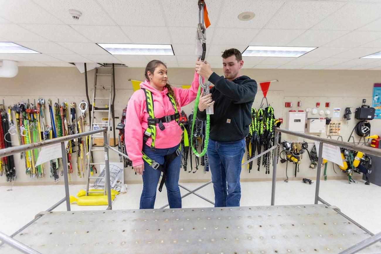 instructor explaining harness