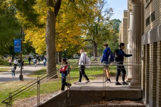 students entering academic building