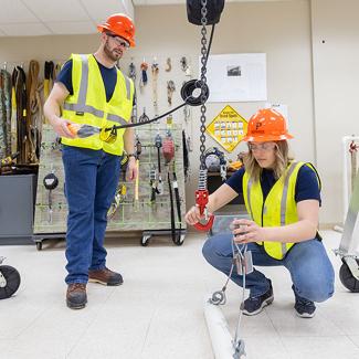 Student operating Gantry Crane