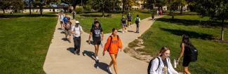 students walking on campus