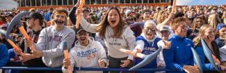 excited crowd of students