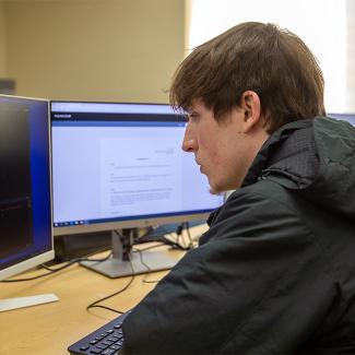 student in lab