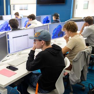 students in Cybersecurity Lab