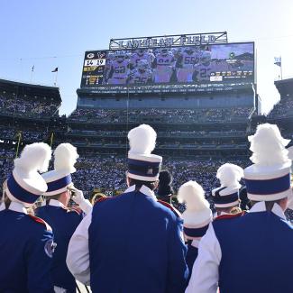 Marching Pioneers perform at Lambeau Field