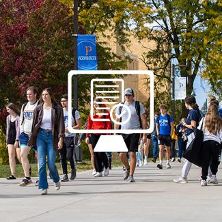 Students walking on campus 