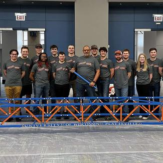 UW-Platteville steel bridge team at Regional Competition