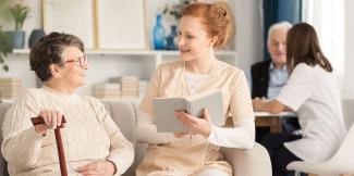 healthcare worker talking with patient 