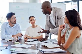 professionals having team meeting