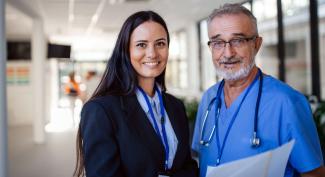 healthcare administrator working with doctor